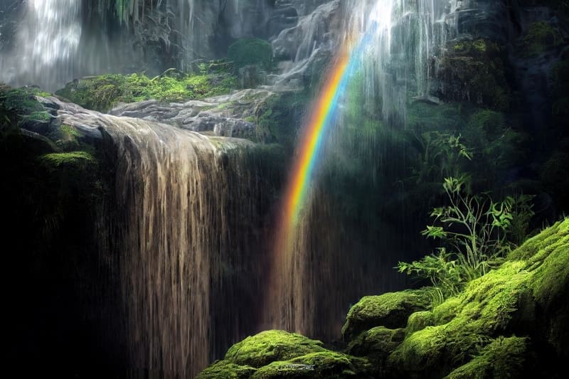 虹のかかった滝